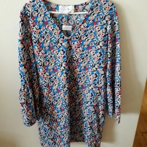 Charles Henry vine floral bell sleeve dress shift